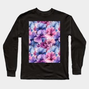 #34 Floral Pattern. Hibiscus Flower Pattern. Long Sleeve T-Shirt